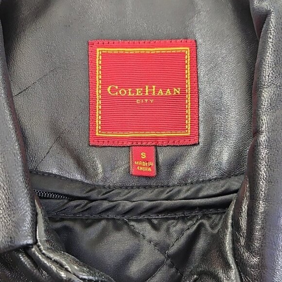 Cole Haan City Lambskin Leather Car Coat Men's Small Black Removable Lining EUC - Picture 8 of 16